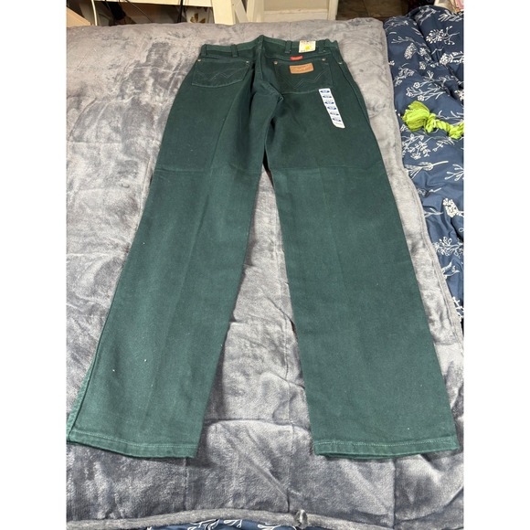 Wrangler Cowboy Cut Slim Fit Dark Green Jeans 13x32 Made in USA Cotton - Picture 6 of 8